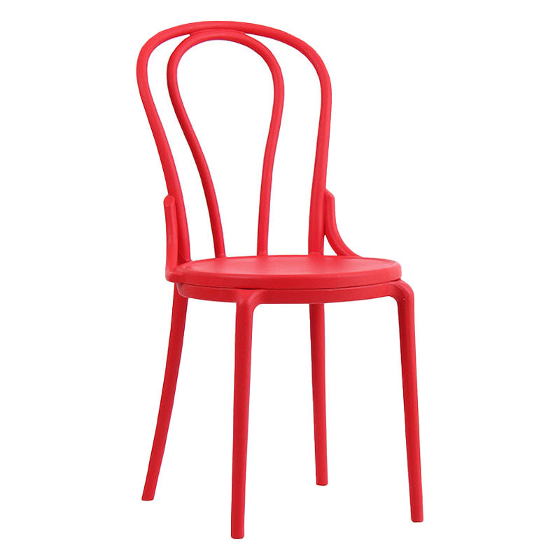 Contemporary Windsor Back Side Chair Plastic Dining Armless Chair for Home Red 1 Piece Clearhalo ' kitchen&dining_furn' 'Dining Chairs' 'Dining Tables & Seating' 'dining_chair' 'furn' 'furn_dining_chair' 'Furniture' 'furniture_dining_chair' 'Kitchen & Dining Furniture' 'kitchen' 4391708