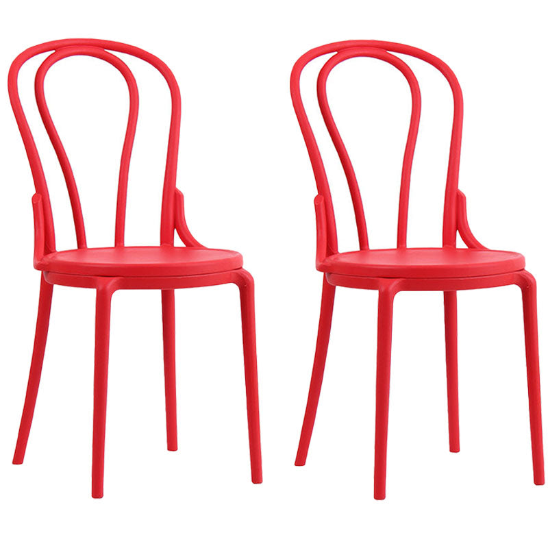 Contemporary Windsor Back Side Chair Plastic Dining Armless Chair for Home Red 2 Piece Set Clearhalo ' kitchen&dining_furn' 'Dining Chairs' 'Dining Tables & Seating' 'dining_chair' 'furn' 'furn_dining_chair' 'Furniture' 'furniture_dining_chair' 'Kitchen & Dining Furniture' 'kitchen' 4391709