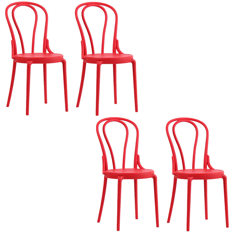 Contemporary Windsor Back Side Chair Plastic Dining Armless Chair for Home Red 4 Piece Set Clearhalo ' kitchen&dining_furn' 'Dining Chairs' 'Dining Tables & Seating' 'dining_chair' 'furn' 'furn_dining_chair' 'Furniture' 'furniture_dining_chair' 'Kitchen & Dining Furniture' 'kitchen' 4391710