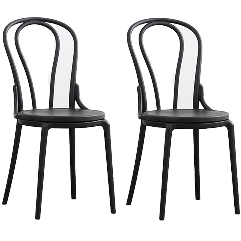 Contemporary Windsor Back Side Chair Plastic Dining Armless Chair for Home Black 2 Piece Set Clearhalo ' kitchen&dining_furn' 'Dining Chairs' 'Dining Tables & Seating' 'dining_chair' 'furn' 'furn_dining_chair' 'Furniture' 'furniture_dining_chair' 'Kitchen & Dining Furniture' 'kitchen' 4391712