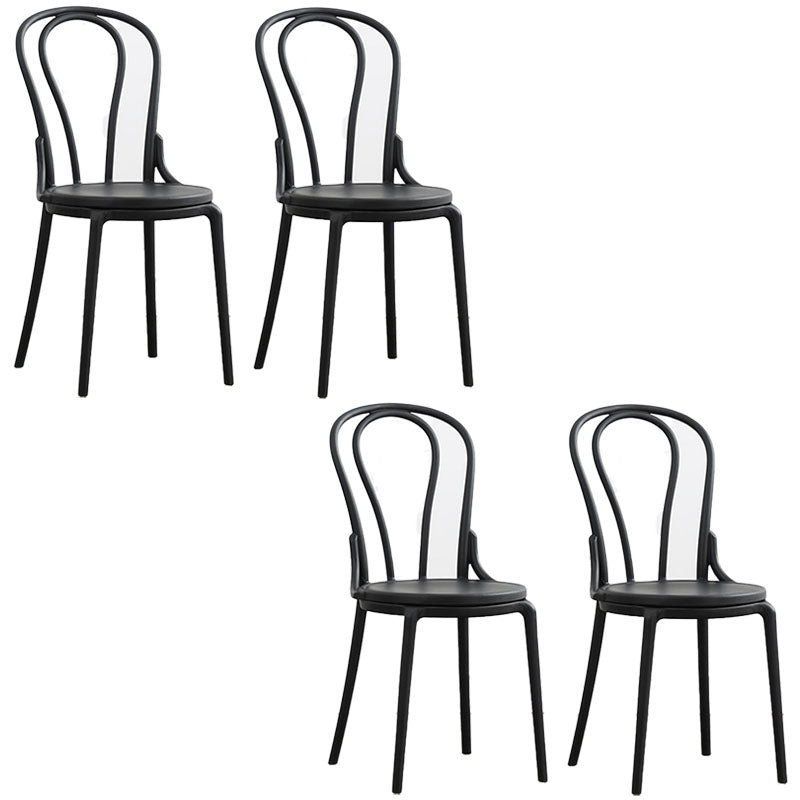 Contemporary Windsor Back Side Chair Plastic Dining Armless Chair for Home Black 4 Piece Set Clearhalo ' kitchen&dining_furn' 'Dining Chairs' 'Dining Tables & Seating' 'dining_chair' 'furn' 'furn_dining_chair' 'Furniture' 'furniture_dining_chair' 'Kitchen & Dining Furniture' 'kitchen' 4391713