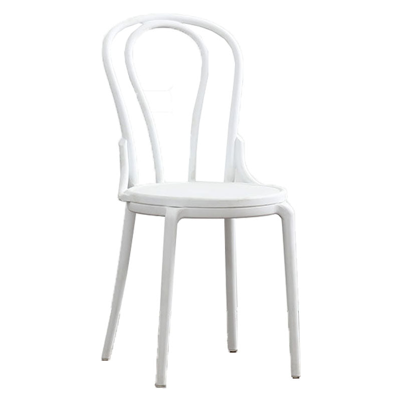 Contemporary Windsor Back Side Chair Plastic Dining Armless Chair for Home White 1 Piece Clearhalo ' kitchen&dining_furn' 'Dining Chairs' 'Dining Tables & Seating' 'dining_chair' 'furn' 'furn_dining_chair' 'Furniture' 'furniture_dining_chair' 'Kitchen & Dining Furniture' 'kitchen' 4391714