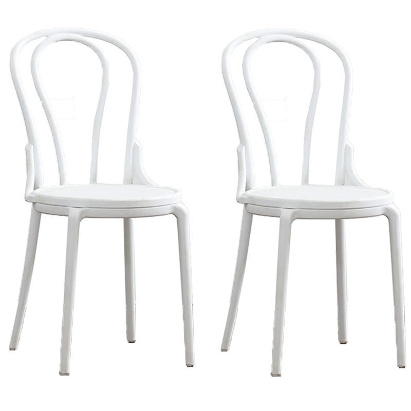 Contemporary Windsor Back Side Chair Plastic Dining Armless Chair for Home White 2 Piece Set Clearhalo ' kitchen&dining_furn' 'Dining Chairs' 'Dining Tables & Seating' 'dining_chair' 'furn' 'furn_dining_chair' 'Furniture' 'furniture_dining_chair' 'Kitchen & Dining Furniture' 'kitchen' 4391715