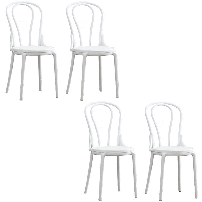 Contemporary Windsor Back Side Chair Plastic Dining Armless Chair for Home White 4 Piece Set Clearhalo ' kitchen&dining_furn' 'Dining Chairs' 'Dining Tables & Seating' 'dining_chair' 'furn' 'furn_dining_chair' 'Furniture' 'furniture_dining_chair' 'Kitchen & Dining Furniture' 'kitchen' 4391716