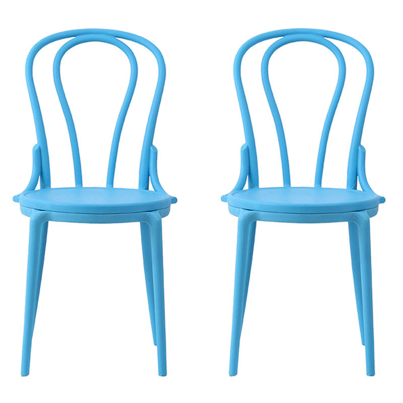 Contemporary Windsor Back Side Chair Plastic Dining Armless Chair for Home Sky Blue 2 Piece Set Clearhalo ' kitchen&dining_furn' 'Dining Chairs' 'Dining Tables & Seating' 'dining_chair' 'furn' 'furn_dining_chair' 'Furniture' 'furniture_dining_chair' 'Kitchen & Dining Furniture' 'kitchen' 4391718