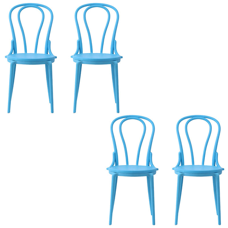 Contemporary Windsor Back Side Chair Plastic Dining Armless Chair for Home Sky Blue 4 Piece Set Clearhalo ' kitchen&dining_furn' 'Dining Chairs' 'Dining Tables & Seating' 'dining_chair' 'furn' 'furn_dining_chair' 'Furniture' 'furniture_dining_chair' 'Kitchen & Dining Furniture' 'kitchen' 4391719