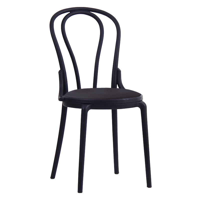 Contemporary Windsor Back Side Chair Plastic Dining Armless Chair for Home Gloss Black 1 Piece Clearhalo ' kitchen&dining_furn' 'Dining Chairs' 'Dining Tables & Seating' 'dining_chair' 'furn' 'furn_dining_chair' 'Furniture' 'furniture_dining_chair' 'Kitchen & Dining Furniture' 'kitchen' 4391720