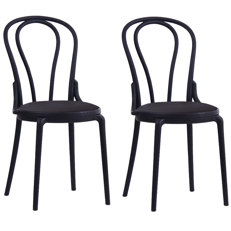 Contemporary Windsor Back Side Chair Plastic Dining Armless Chair for Home Gloss Black 2 Piece Set Clearhalo ' kitchen&dining_furn' 'Dining Chairs' 'Dining Tables & Seating' 'dining_chair' 'furn' 'furn_dining_chair' 'Furniture' 'furniture_dining_chair' 'Kitchen & Dining Furniture' 'kitchen' 4391721