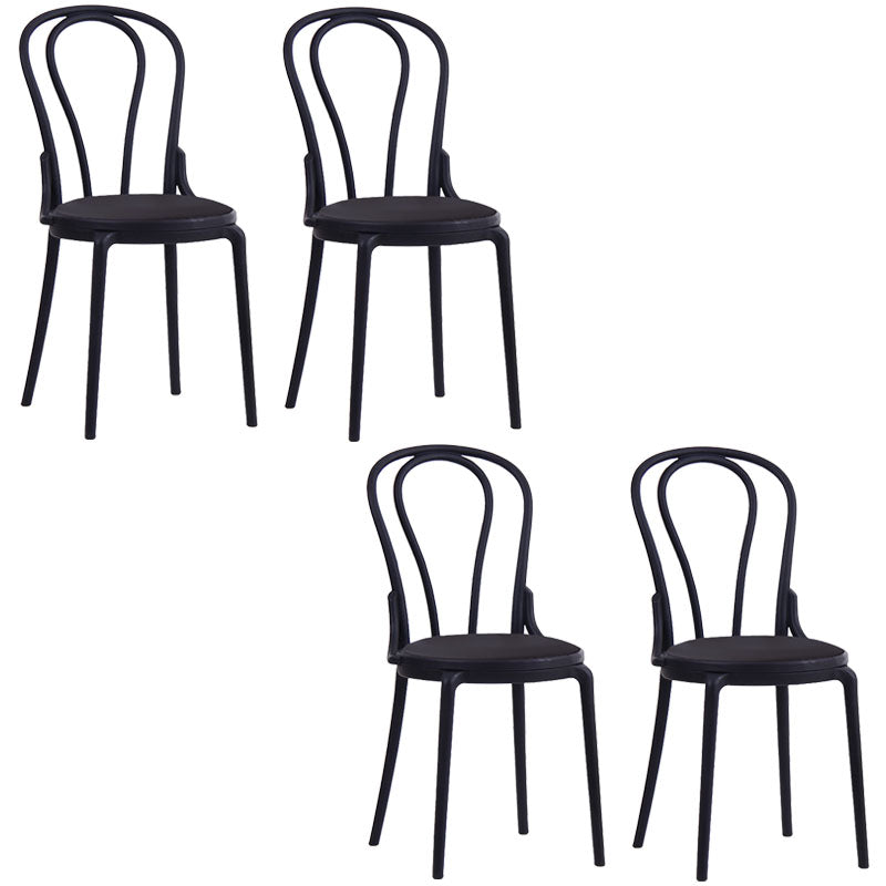 Contemporary Windsor Back Side Chair Plastic Dining Armless Chair for Home Gloss Black 4 Piece Set Clearhalo ' kitchen&dining_furn' 'Dining Chairs' 'Dining Tables & Seating' 'dining_chair' 'furn' 'furn_dining_chair' 'Furniture' 'furniture_dining_chair' 'Kitchen & Dining Furniture' 'kitchen' 4391722