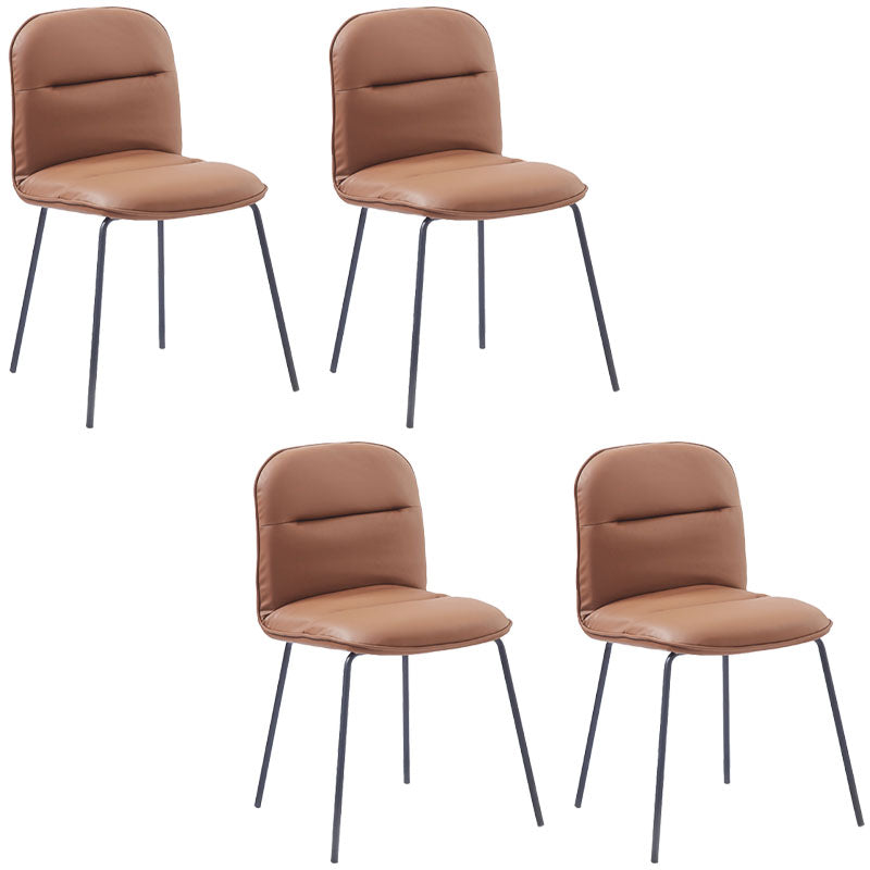 Modern PU Leather Dining Chairs Armless Metal Dining Chairs for Restaurant Use Brown 4 Piece Set Clearhalo ' kitchen&dining_furn' 'Dining Chairs' 'Dining Tables & Seating' 'dining_chair' 'furn' 'furn_dining_chair' 'Furniture' 'furniture_dining_chair' 'Kitchen & Dining Furniture' 'kitchen' 4391728