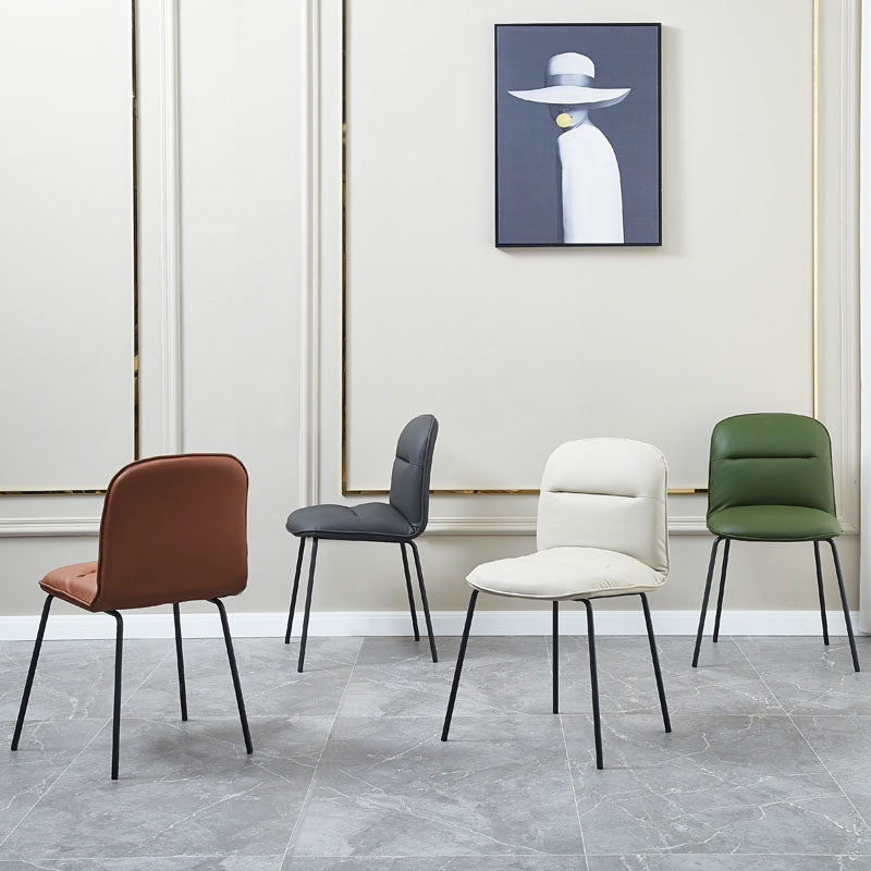 Modern PU Leather Dining Chairs Armless Metal Dining Chairs for Restaurant Use Clearhalo ' kitchen&dining_furn' 'Dining Chairs' 'Dining Tables & Seating' 'dining_chair' 'furn' 'furn_dining_chair' 'Furniture' 'furniture_dining_chair' 'Kitchen & Dining Furniture' 'kitchen' 4391729