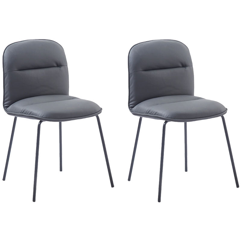 Modern PU Leather Dining Chairs Armless Metal Dining Chairs for Restaurant Use Grey 2 Piece Set Clearhalo ' kitchen&dining_furn' 'Dining Chairs' 'Dining Tables & Seating' 'dining_chair' 'furn' 'furn_dining_chair' 'Furniture' 'furniture_dining_chair' 'Kitchen & Dining Furniture' 'kitchen' 4391732