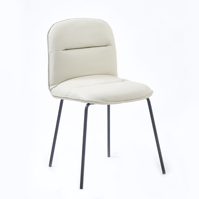 Modern PU Leather Dining Chairs Armless Metal Dining Chairs for Restaurant Use Off-White 1 Piece Clearhalo ' kitchen&dining_furn' 'Dining Chairs' 'Dining Tables & Seating' 'dining_chair' 'furn' 'furn_dining_chair' 'Furniture' 'furniture_dining_chair' 'Kitchen & Dining Furniture' 'kitchen' 4391736