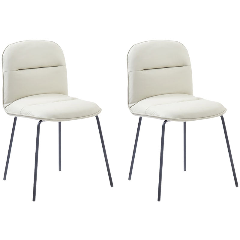 Modern PU Leather Dining Chairs Armless Metal Dining Chairs for Restaurant Use Off-White 2 Piece Set Clearhalo ' kitchen&dining_furn' 'Dining Chairs' 'Dining Tables & Seating' 'dining_chair' 'furn' 'furn_dining_chair' 'Furniture' 'furniture_dining_chair' 'Kitchen & Dining Furniture' 'kitchen' 4391738