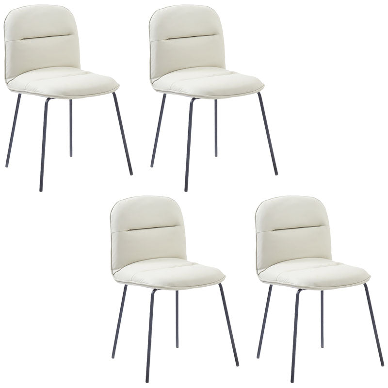 Modern PU Leather Dining Chairs Armless Metal Dining Chairs for Restaurant Use Off-White 4 Piece Set Clearhalo ' kitchen&dining_furn' 'Dining Chairs' 'Dining Tables & Seating' 'dining_chair' 'furn' 'furn_dining_chair' 'Furniture' 'furniture_dining_chair' 'Kitchen & Dining Furniture' 'kitchen' 4391740