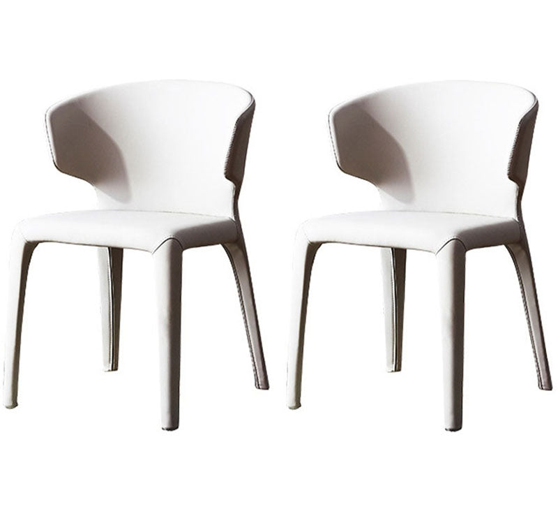 Contemporary Leather Dining Chairs Wingback Armless Chairs for Home Grey 2 Piece Set Clearhalo ' kitchen&dining_furn' 'Dining Chairs' 'Dining Tables & Seating' 'dining_chair' 'furn' 'furn_dining_chair' 'Furniture' 'furniture_dining_chair' 'Kitchen & Dining Furniture' 'kitchen' 4391749