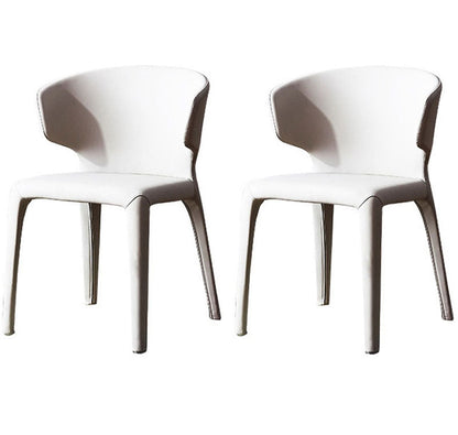 Contemporary Leather Dining Chairs Wingback Armless Chairs for Home Grey 2 Piece Set Clearhalo ' kitchen&dining_furn' 'Dining Chairs' 'Dining Tables & Seating' 'dining_chair' 'furn' 'furn_dining_chair' 'Furniture' 'furniture_dining_chair' 'Kitchen & Dining Furniture' 'kitchen' 4391749