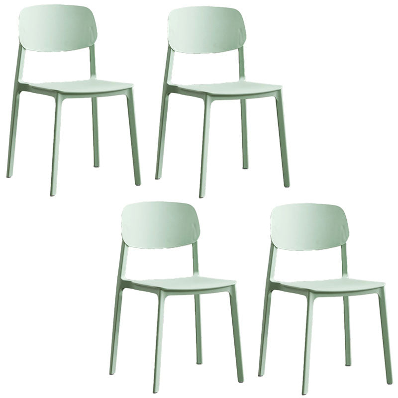 Contemporary Open Back Dining Side Chair Plastic Dining Armless Chairs for Home Green 4 Piece Set Clearhalo ' kitchen&dining_furn' 'Dining Chairs' 'Dining Tables & Seating' 'dining_chair' 'furn' 'furn_dining_chair' 'Furniture' 'furniture_dining_chair' 'Kitchen & Dining Furniture' 'kitchen' 4391780