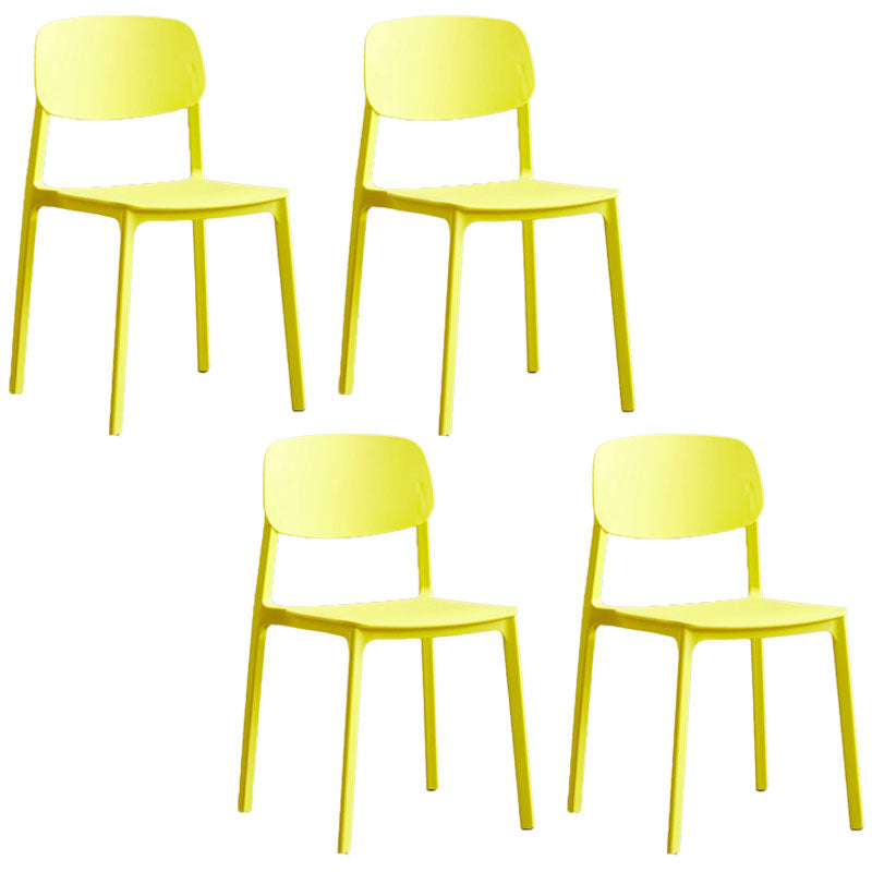Contemporary Open Back Dining Side Chair Plastic Dining Armless Chairs for Home Yellow 4 Piece Set Clearhalo ' kitchen&dining_furn' 'Dining Chairs' 'Dining Tables & Seating' 'dining_chair' 'furn' 'furn_dining_chair' 'Furniture' 'furniture_dining_chair' 'Kitchen & Dining Furniture' 'kitchen' 4391791