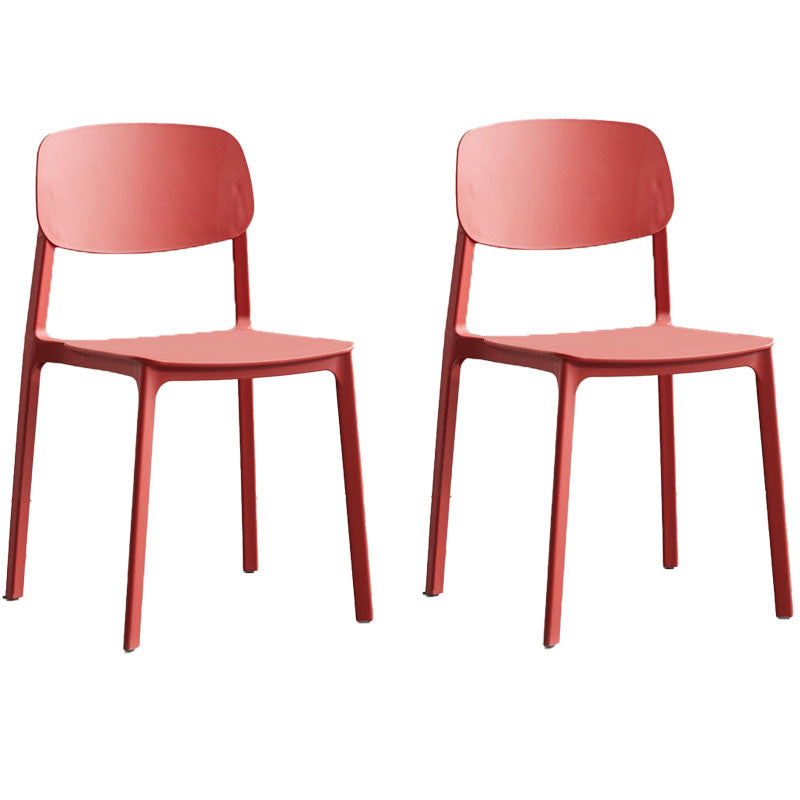 Contemporary Open Back Dining Side Chair Plastic Dining Armless Chairs for Home Red 2 Piece Set Clearhalo ' kitchen&dining_furn' 'Dining Chairs' 'Dining Tables & Seating' 'dining_chair' 'furn' 'furn_dining_chair' 'Furniture' 'furniture_dining_chair' 'Kitchen & Dining Furniture' 'kitchen' 4391793