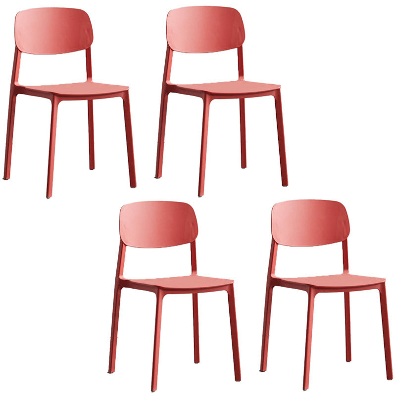 Contemporary Open Back Dining Side Chair Plastic Dining Armless Chairs for Home Red 4 Piece Set Clearhalo ' kitchen&dining_furn' 'Dining Chairs' 'Dining Tables & Seating' 'dining_chair' 'furn' 'furn_dining_chair' 'Furniture' 'furniture_dining_chair' 'Kitchen & Dining Furniture' 'kitchen' 4391794