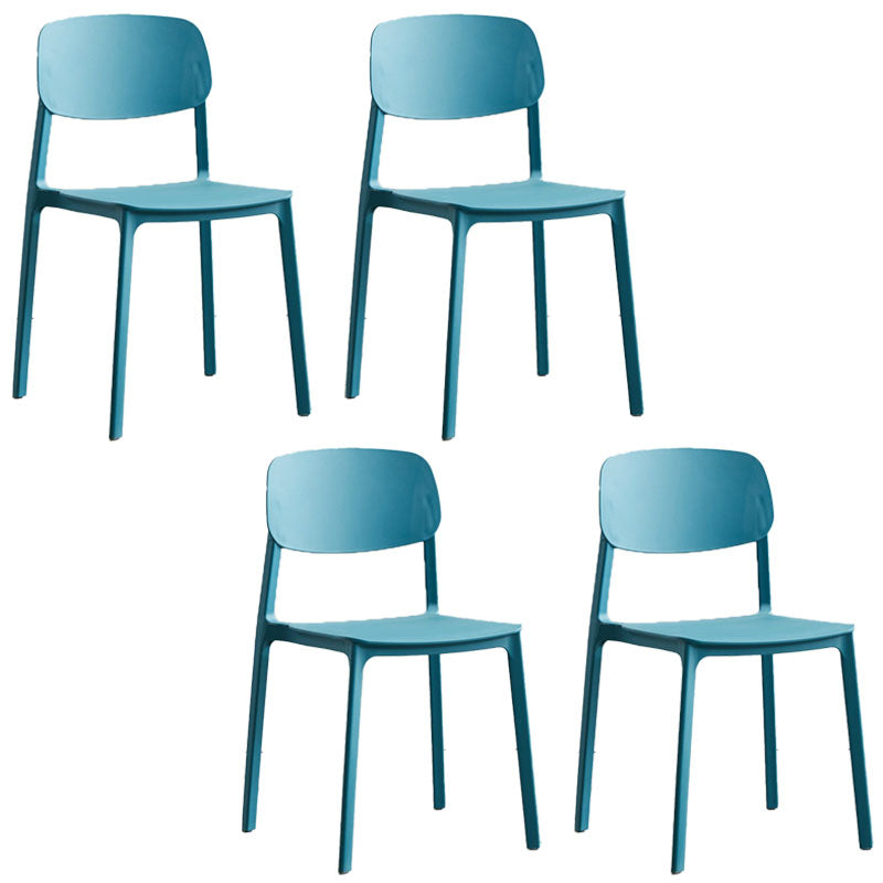 Contemporary Open Back Dining Side Chair Plastic Dining Armless Chairs for Home Blue 4 Piece Set Clearhalo ' kitchen&dining_furn' 'Dining Chairs' 'Dining Tables & Seating' 'dining_chair' 'furn' 'furn_dining_chair' 'Furniture' 'furniture_dining_chair' 'Kitchen & Dining Furniture' 'kitchen' 4391797