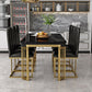 Modern 1/2/7/9 Pieces Dining Set Marble Dining Furniture Set /Separate Items 7 Pieces: Black Table, 6 Black Chairs Clearhalo 'Dining Room Sets' 'Dining Tables & Seating' 'dining_room_set' 'furn' 'furn_dining_room_set' 'Furniture' 'furniture_dining_room_set' 'Kitchen & Dining Furniture' 'kitchen&dining_furn' 'kitchen' 4391893