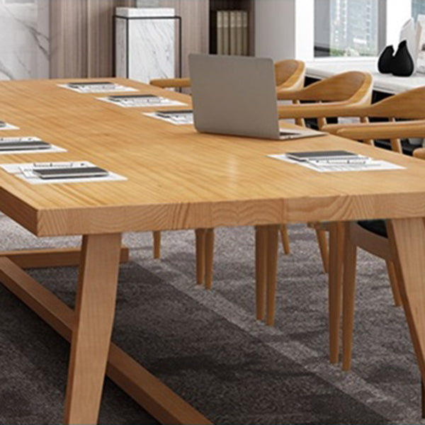 Solid Wood Contemporary Dining Table Rectangle Table with Trestle base Clearhalo ' dining_table' 'Dining Tables & Seating' 'Dining Tables' 'furn' 'furn_dining_table' 'Furniture' 'furniture_dining_table' 'Kitchen & Dining Furniture' 'kitchen&dining_furn' 'kitchen' 'kitchen_dining_table' 4391971