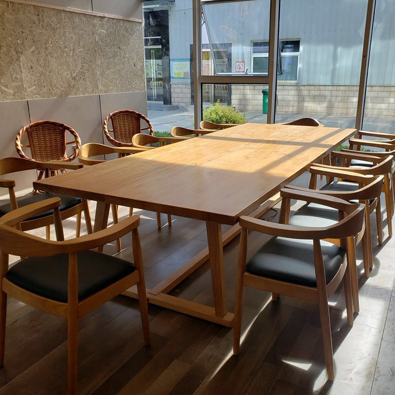 Solid Wood Contemporary Dining Table Rectangle Table with Trestle base Clearhalo ' dining_table' 'Dining Tables & Seating' 'Dining Tables' 'furn' 'furn_dining_table' 'Furniture' 'furniture_dining_table' 'Kitchen & Dining Furniture' 'kitchen&dining_furn' 'kitchen' 'kitchen_dining_table' 4391973