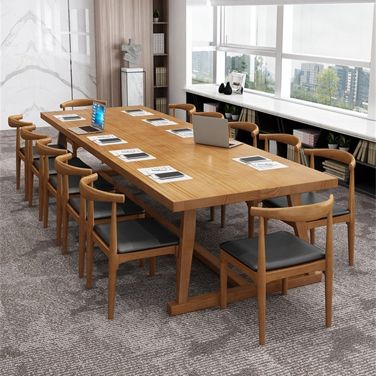 Solid Wood Contemporary Dining Table Rectangle Table with Trestle base Clearhalo ' dining_table' 'Dining Tables & Seating' 'Dining Tables' 'furn' 'furn_dining_table' 'Furniture' 'furniture_dining_table' 'Kitchen & Dining Furniture' 'kitchen&dining_furn' 'kitchen' 'kitchen_dining_table' 4391975