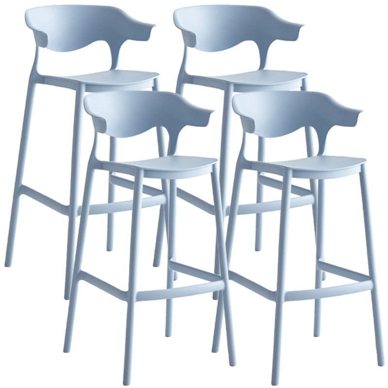 Stackable Plastic Indoor Counter Stools Low Back Scandinavian Style Bar Stools Blue 4 Piece Set Clearhalo 'Bar Furniture' 'Bar Stools' 'bar_stools' 'furn' 'furn_bar_stools' 'furniture_bar_stools' 'Kitchen & Dining Furniture' 'kitchen&dining_furn' 'kitchen' 'kitchen_furn' Furniture' 4391977