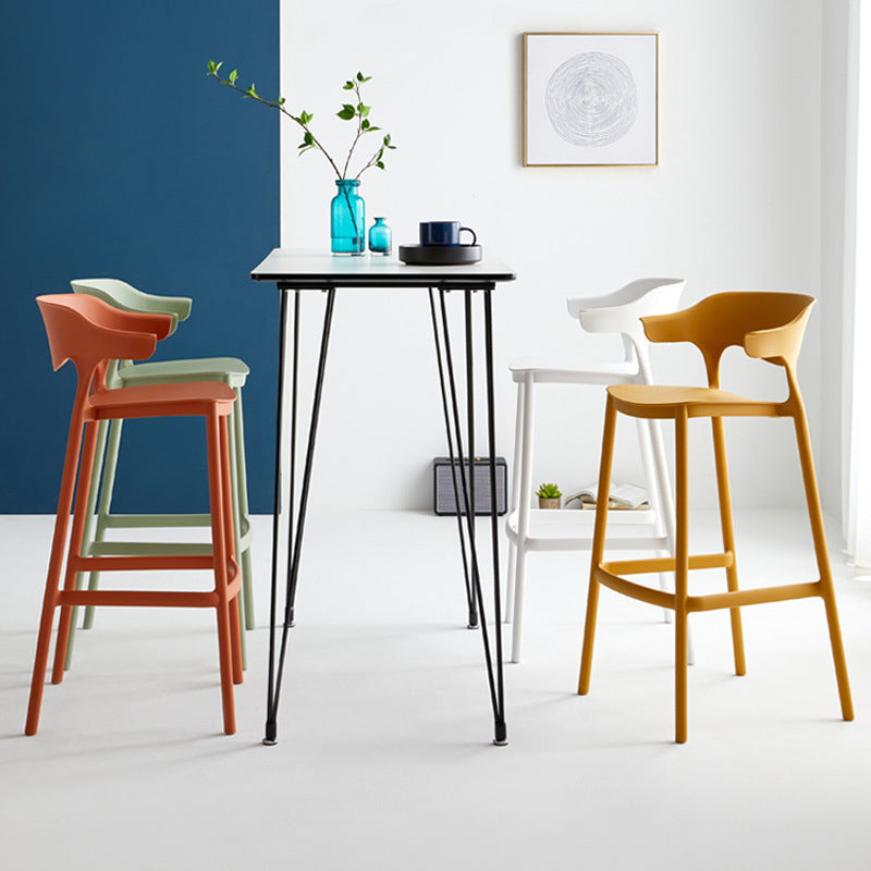 Stackable Plastic Indoor Counter Stools Low Back Scandinavian Style Bar Stools Clearhalo 'Bar Furniture' 'Bar Stools' 'bar_stools' 'furn' 'furn_bar_stools' 'furniture_bar_stools' 'Kitchen & Dining Furniture' 'kitchen&dining_furn' 'kitchen' 'kitchen_furn' Furniture' 4391979