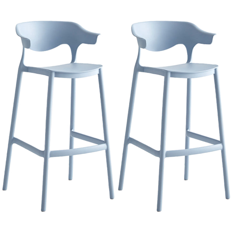 Stackable Plastic Indoor Counter Stools Low Back Scandinavian Style Bar Stools Blue 2 Piece Set Clearhalo 'Bar Furniture' 'Bar Stools' 'bar_stools' 'furn' 'furn_bar_stools' 'furniture_bar_stools' 'Kitchen & Dining Furniture' 'kitchen&dining_furn' 'kitchen' 'kitchen_furn' Furniture' 4391981