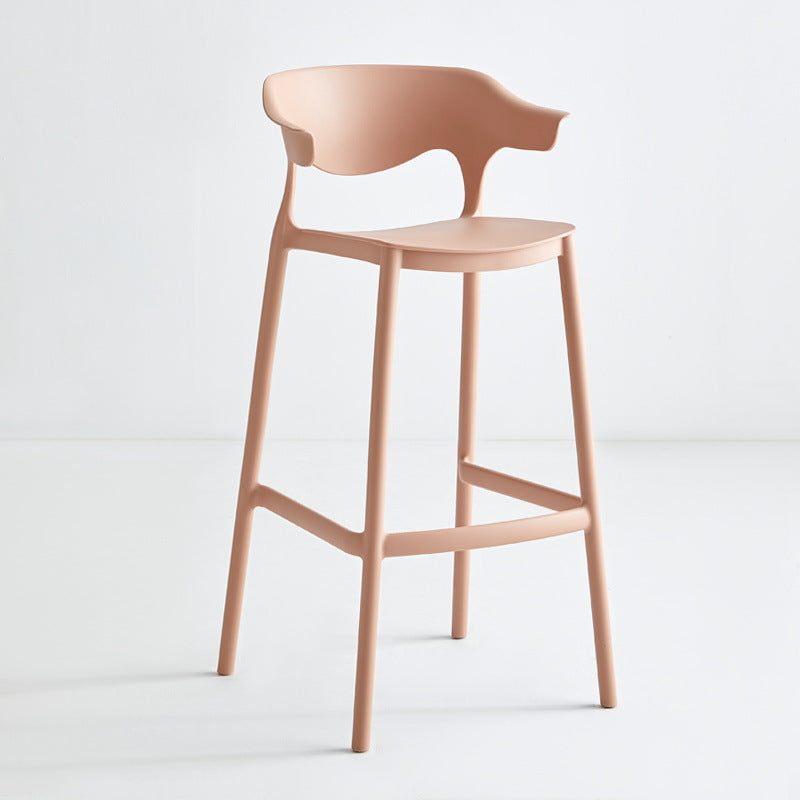Stackable Plastic Indoor Counter Stools Low Back Scandinavian Style Bar Stools Pink 1 Piece Clearhalo 'Bar Furniture' 'Bar Stools' 'bar_stools' 'furn' 'furn_bar_stools' 'furniture_bar_stools' 'Kitchen & Dining Furniture' 'kitchen&dining_furn' 'kitchen' 'kitchen_furn' Furniture' 4391984