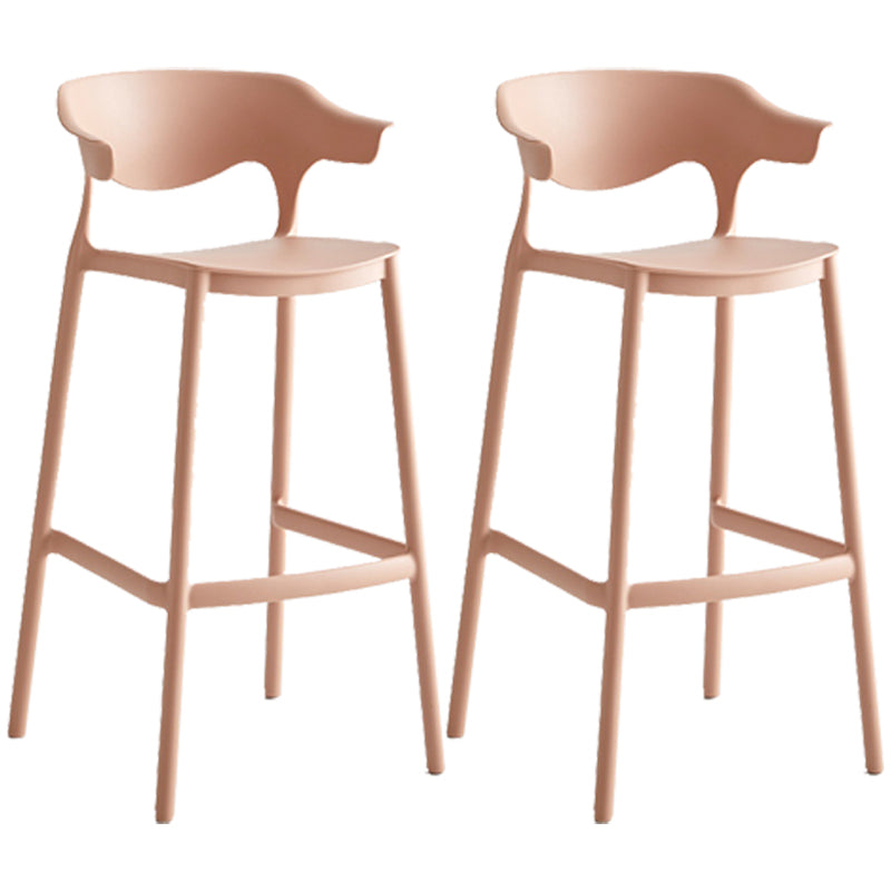 Stackable Plastic Indoor Counter Stools Low Back Scandinavian Style Bar Stools Pink 2 Piece Set Clearhalo 'Bar Furniture' 'Bar Stools' 'bar_stools' 'furn' 'furn_bar_stools' 'furniture_bar_stools' 'Kitchen & Dining Furniture' 'kitchen&dining_furn' 'kitchen' 'kitchen_furn' Furniture' 4391986