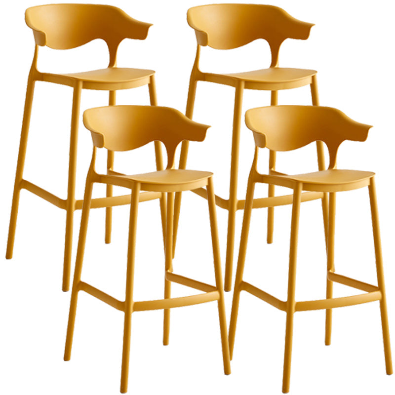 Stackable Plastic Indoor Counter Stools Low Back Scandinavian Style Bar Stools Yellow 4 Piece Set Clearhalo 'Bar Furniture' 'Bar Stools' 'bar_stools' 'furn' 'furn_bar_stools' 'furniture_bar_stools' 'Kitchen & Dining Furniture' 'kitchen&dining_furn' 'kitchen' 'kitchen_furn' Furniture' 4391995