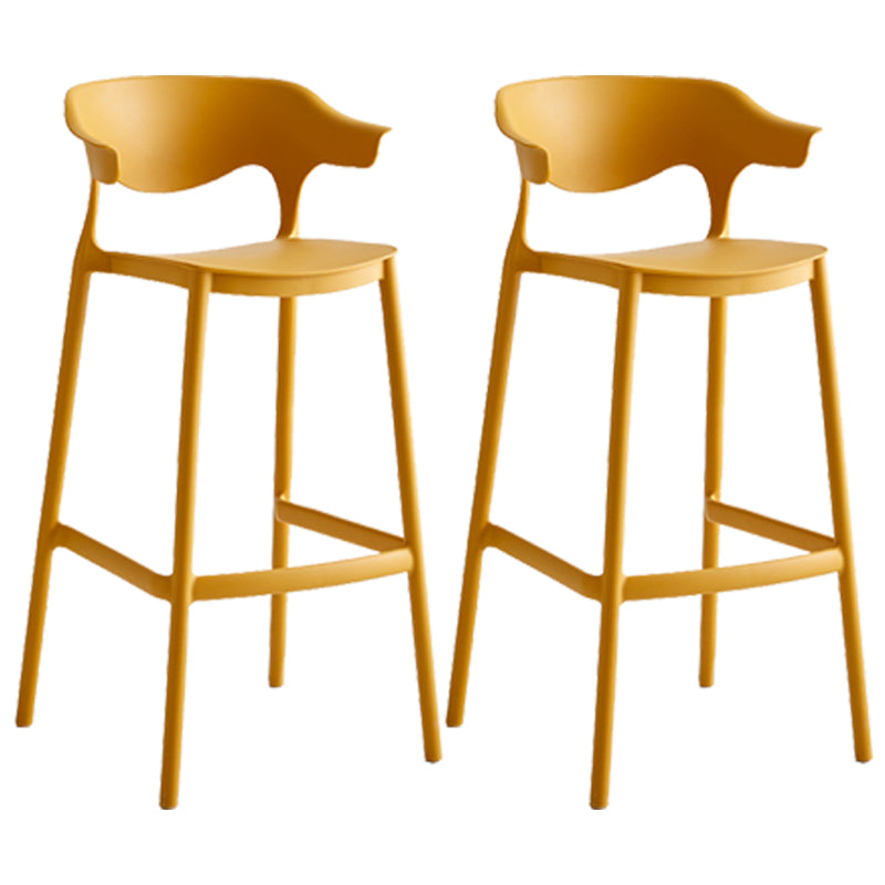 Stackable Plastic Indoor Counter Stools Low Back Scandinavian Style Bar Stools Yellow 2 Piece Set Clearhalo 'Bar Furniture' 'Bar Stools' 'bar_stools' 'furn' 'furn_bar_stools' 'furniture_bar_stools' 'Kitchen & Dining Furniture' 'kitchen&dining_furn' 'kitchen' 'kitchen_furn' Furniture' 4391998