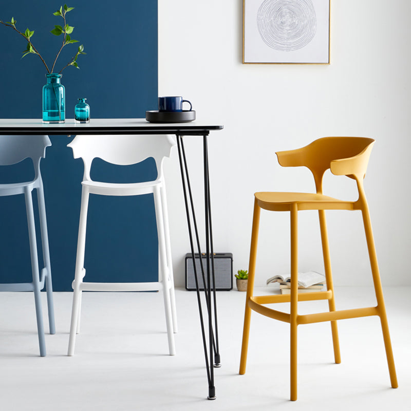 Stackable Plastic Indoor Counter Stools Low Back Scandinavian Style Bar Stools Clearhalo 'Bar Furniture' 'Bar Stools' 'bar_stools' 'furn' 'furn_bar_stools' 'furniture_bar_stools' 'Kitchen & Dining Furniture' 'kitchen&dining_furn' 'kitchen' 'kitchen_furn' Furniture' 4392000