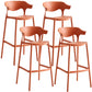 Stackable Plastic Indoor Counter Stools Low Back Scandinavian Style Bar Stools Orange 4 Piece Set Clearhalo 'Bar Furniture' 'Bar Stools' 'bar_stools' 'furn' 'furn_bar_stools' 'furniture_bar_stools' 'Kitchen & Dining Furniture' 'kitchen&dining_furn' 'kitchen' 'kitchen_furn' Furniture' 4392004