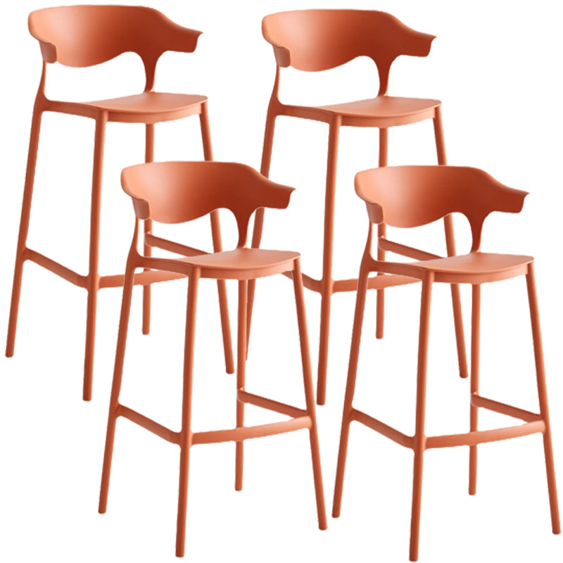 Stackable Plastic Indoor Counter Stools Low Back Scandinavian Style Bar Stools Orange 4 Piece Set Clearhalo 'Bar Furniture' 'Bar Stools' 'bar_stools' 'furn' 'furn_bar_stools' 'furniture_bar_stools' 'Kitchen & Dining Furniture' 'kitchen&dining_furn' 'kitchen' 'kitchen_furn' Furniture' 4392004