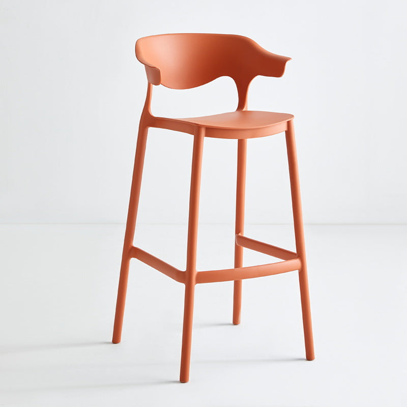 Stackable Plastic Indoor Counter Stools Low Back Scandinavian Style Bar Stools Orange 1 Piece Clearhalo 'Bar Furniture' 'Bar Stools' 'bar_stools' 'furn' 'furn_bar_stools' 'furniture_bar_stools' 'Kitchen & Dining Furniture' 'kitchen&dining_furn' 'kitchen' 'kitchen_furn' Furniture' 4392005