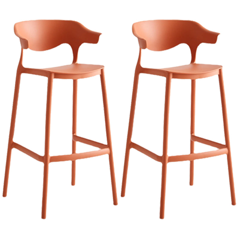 Stackable Plastic Indoor Counter Stools Low Back Scandinavian Style Bar Stools Orange 2 Piece Set Clearhalo 'Bar Furniture' 'Bar Stools' 'bar_stools' 'furn' 'furn_bar_stools' 'furniture_bar_stools' 'Kitchen & Dining Furniture' 'kitchen&dining_furn' 'kitchen' 'kitchen_furn' Furniture' 4392006