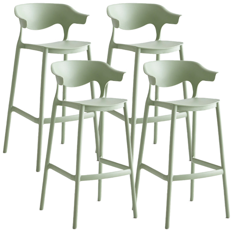 Stackable Plastic Indoor Counter Stools Low Back Scandinavian Style Bar Stools Green 4 Piece Set Clearhalo 'Bar Furniture' 'Bar Stools' 'bar_stools' 'furn' 'furn_bar_stools' 'furniture_bar_stools' 'Kitchen & Dining Furniture' 'kitchen&dining_furn' 'kitchen' 'kitchen_furn' Furniture' 4392007
