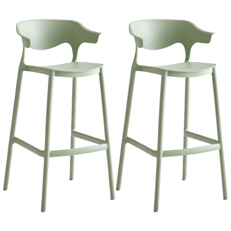 Stackable Plastic Indoor Counter Stools Low Back Scandinavian Style Bar Stools Green 2 Piece Set Clearhalo 'Bar Furniture' 'Bar Stools' 'bar_stools' 'furn' 'furn_bar_stools' 'furniture_bar_stools' 'Kitchen & Dining Furniture' 'kitchen&dining_furn' 'kitchen' 'kitchen_furn' Furniture' 4392009