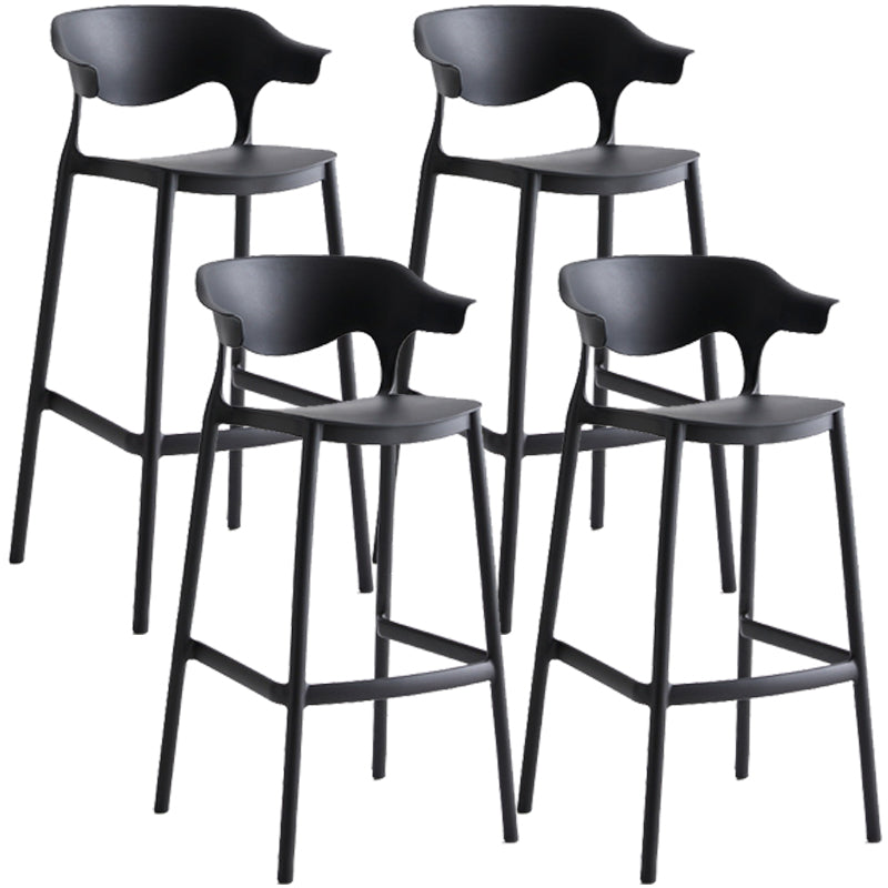 Stackable Plastic Indoor Counter Stools Low Back Scandinavian Style Bar Stools Black 4 Piece Set Clearhalo 'Bar Furniture' 'Bar Stools' 'bar_stools' 'furn' 'furn_bar_stools' 'furniture_bar_stools' 'Kitchen & Dining Furniture' 'kitchen&dining_furn' 'kitchen' 'kitchen_furn' Furniture' 4392010