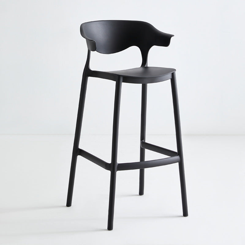Stackable Plastic Indoor Counter Stools Low Back Scandinavian Style Bar Stools Black 1 Piece Clearhalo 'Bar Furniture' 'Bar Stools' 'bar_stools' 'furn' 'furn_bar_stools' 'furniture_bar_stools' 'Kitchen & Dining Furniture' 'kitchen&dining_furn' 'kitchen' 'kitchen_furn' Furniture' 4392011