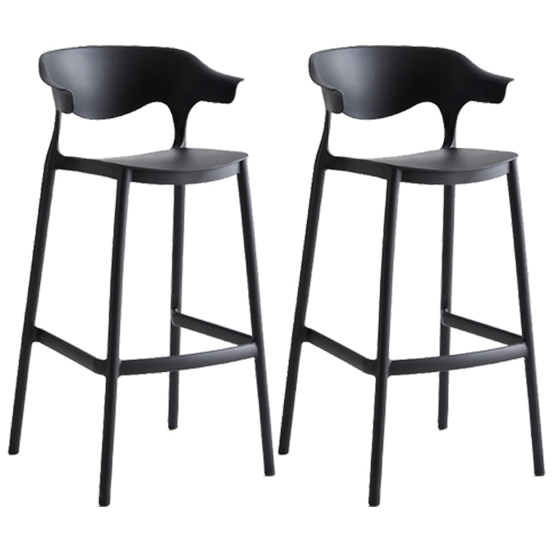 Stackable Plastic Indoor Counter Stools Low Back Scandinavian Style Bar Stools Black 2 Piece Set Clearhalo 'Bar Furniture' 'Bar Stools' 'bar_stools' 'furn' 'furn_bar_stools' 'furniture_bar_stools' 'Kitchen & Dining Furniture' 'kitchen&dining_furn' 'kitchen' 'kitchen_furn' Furniture' 4392012
