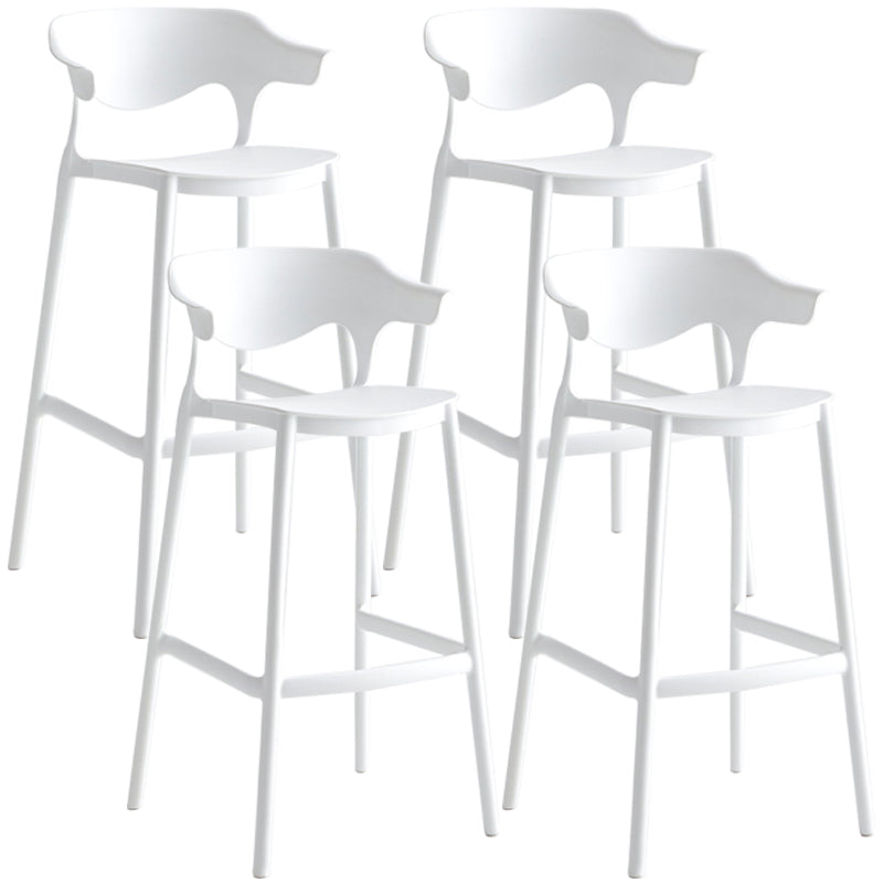 Stackable Plastic Indoor Counter Stools Low Back Scandinavian Style Bar Stools White 4 Piece Set Clearhalo 'Bar Furniture' 'Bar Stools' 'bar_stools' 'furn' 'furn_bar_stools' 'furniture_bar_stools' 'Kitchen & Dining Furniture' 'kitchen&dining_furn' 'kitchen' 'kitchen_furn' Furniture' 4392013