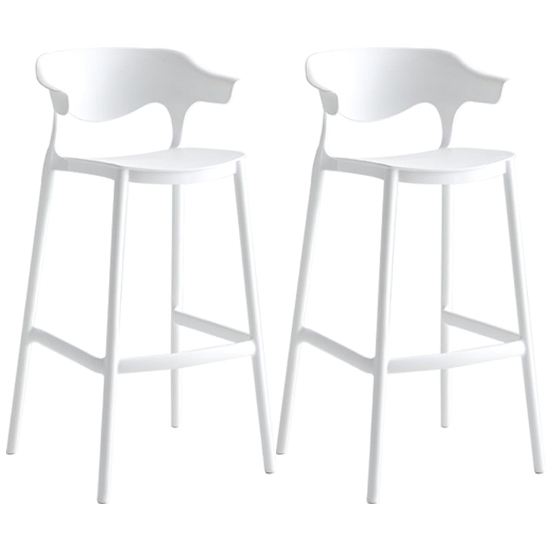 Stackable Plastic Indoor Counter Stools Low Back Scandinavian Style Bar Stools White 2 Piece Set Clearhalo 'Bar Furniture' 'Bar Stools' 'bar_stools' 'furn' 'furn_bar_stools' 'furniture_bar_stools' 'Kitchen & Dining Furniture' 'kitchen&dining_furn' 'kitchen' 'kitchen_furn' Furniture' 4392015
