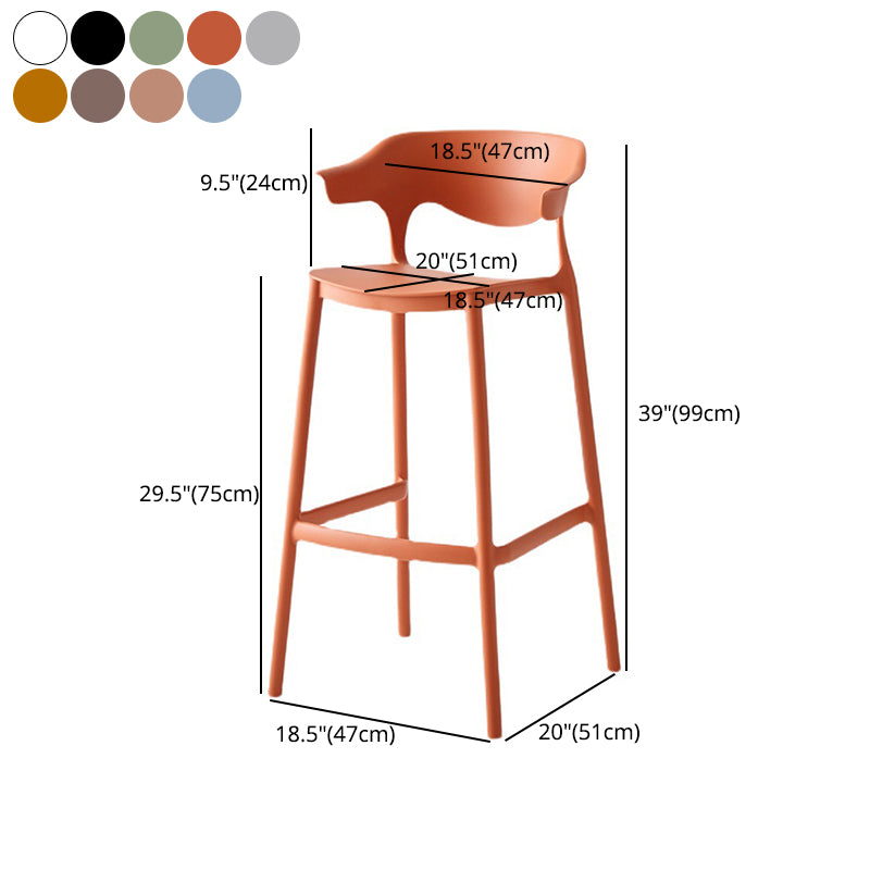 Stackable Plastic Indoor Counter Stools Low Back Scandinavian Style Bar Stools Clearhalo 'Bar Furniture' 'Bar Stools' 'bar_stools' 'furn' 'furn_bar_stools' 'furniture_bar_stools' 'Kitchen & Dining Furniture' 'kitchen&dining_furn' 'kitchen' 'kitchen_furn' Furniture' 4392016
